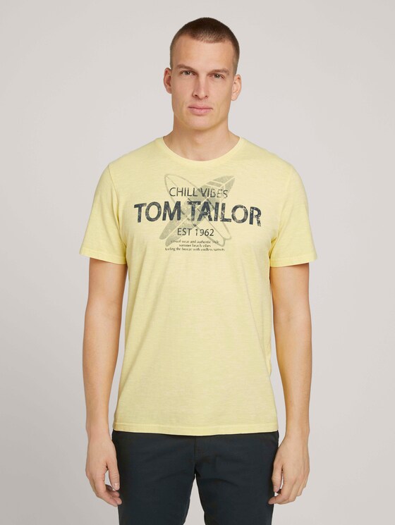 T-Shirt mit Print - Männer - pale straw yellow T-Shirt mit Print - Männer - pale straw yellow - 1 - TOM TAILOR
