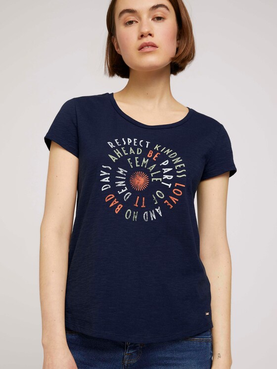 T-Shirt mit Schriftprint - Frauen - Real Navy Blue T-Shirt mit Schriftprint - Frauen - Real Navy Blue - 5 - TOM TAILOR Denim