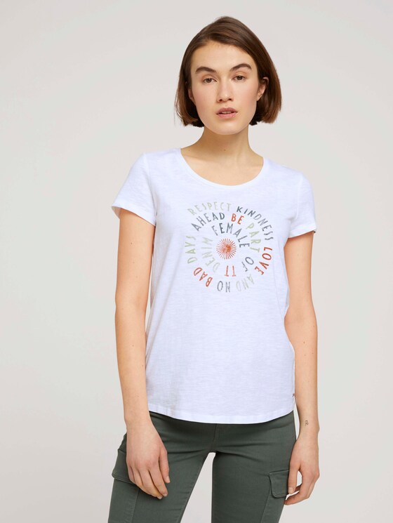 T-Shirt mit Schriftprint - Frauen - White T-Shirt mit Schriftprint - Frauen - White - 1 - TOM TAILOR Denim