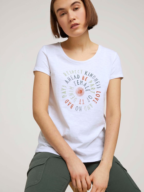 T-Shirt mit Schriftprint - Frauen - White T-Shirt mit Schriftprint - Frauen - White - 5 - TOM TAILOR Denim