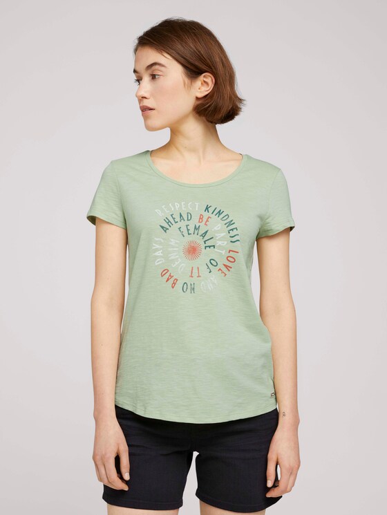 T-Shirt mit Schriftprint - Frauen - light dusty green T-Shirt mit Schriftprint - Frauen - light dusty green - 1 - TOM TAILOR Denim