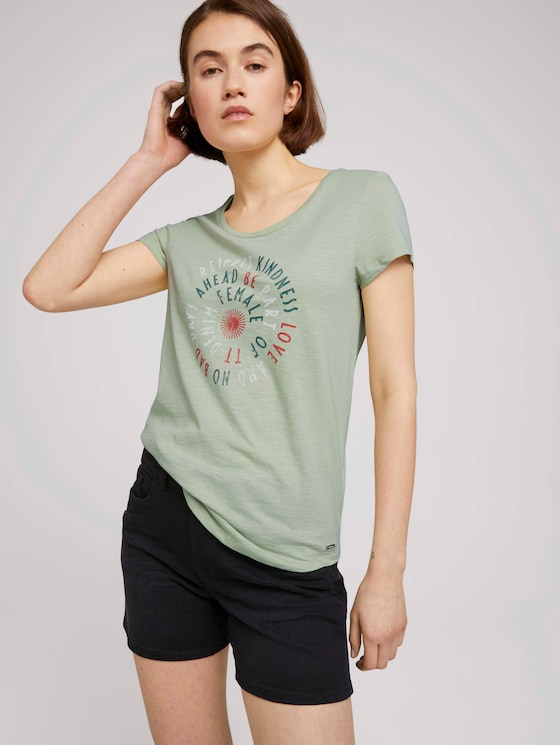 T-Shirt mit Schriftprint - Frauen - light dusty green T-Shirt mit Schriftprint - Frauen - light dusty green - 5 - TOM TAILOR Denim
