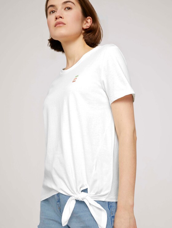 Loose Fit T-Shirt mit Knotendetail - Frauen - Off White Loose Fit T-Shirt mit Knotendetail - Frauen - Off White - 9 - TOM TAILOR Denim