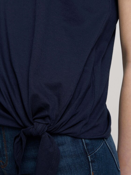 Loose Fit T-Shirt mit Knotendetail - Frauen - Real Navy Blue Loose Fit T-Shirt mit Knotendetail - Frauen - Real Navy Blue - 10 - TOM TAILOR Denim