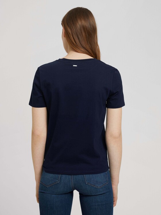 Loose Fit T-Shirt mit Knotendetail - Frauen - Real Navy Blue Loose Fit T-Shirt mit Knotendetail - Frauen - Real Navy Blue - 2 - TOM TAILOR Denim
