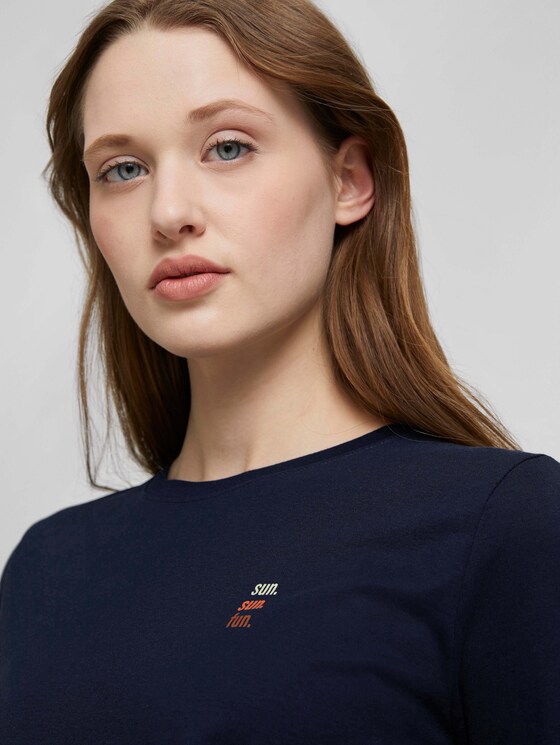 Loose Fit T-Shirt mit Knotendetail - Frauen - Real Navy Blue Loose Fit T-Shirt mit Knotendetail - Frauen - Real Navy Blue - 9 - TOM TAILOR Denim