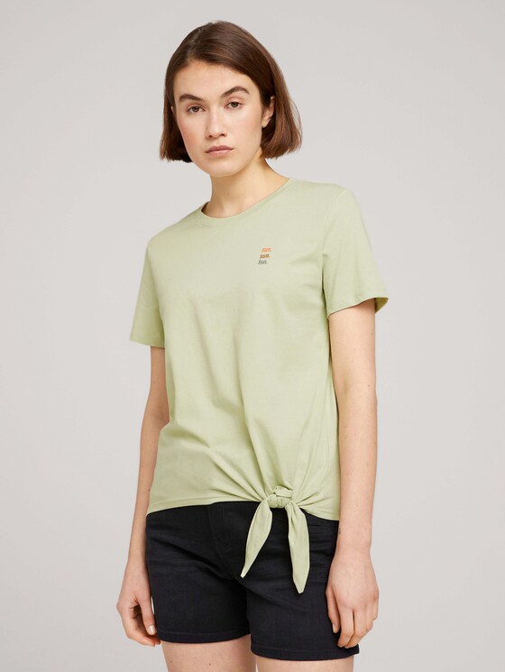 Loose Fit T-Shirt mit Knotendetail - Frauen - light dusty green Loose Fit T-Shirt mit Knotendetail - Frauen - light dusty green - 1 - TOM TAILOR Denim