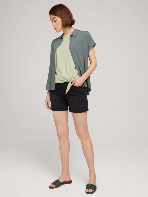 Loose Fit T-Shirt mit Knotendetail - Frauen - light dusty green Loose Fit T-Shirt mit Knotendetail - Frauen - light dusty green - 3 - TOM TAILOR Denim