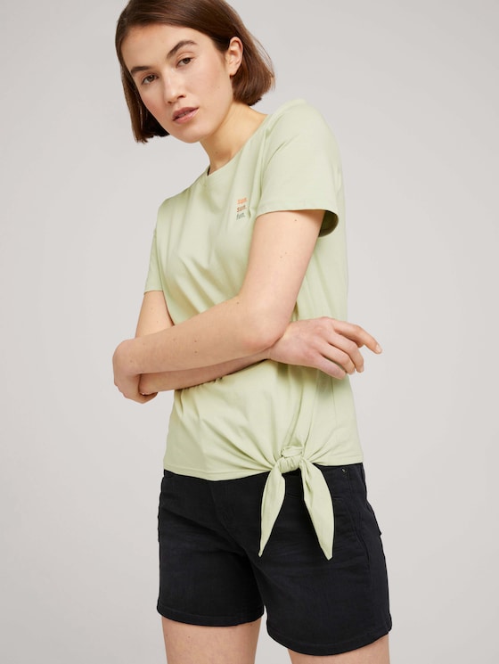 Loose Fit T-Shirt mit Knotendetail - Frauen - light dusty green Loose Fit T-Shirt mit Knotendetail - Frauen - light dusty green - 5 - TOM TAILOR Denim