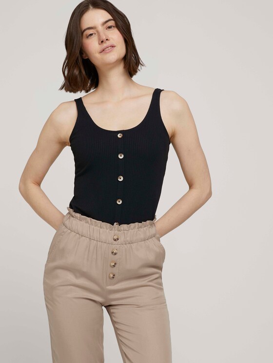 Ripp Top mit Knopfleiste - Frauen - deep black Ripp Top mit Knopfleiste - Frauen - deep black - 5 - TOM TAILOR Denim