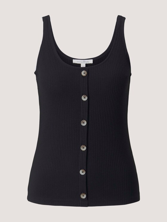 Ripp Top mit Knopfleiste - Frauen - deep black Ripp Top mit Knopfleiste - Frauen - deep black - 7 - TOM TAILOR Denim