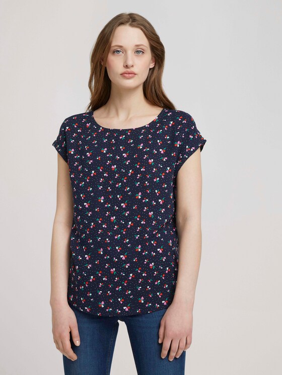 Gemusterte Kurzarmbluse - Frauen - navy flower print Gemusterte Kurzarmbluse - Frauen - navy flower print - 1 - TOM TAILOR Denim
