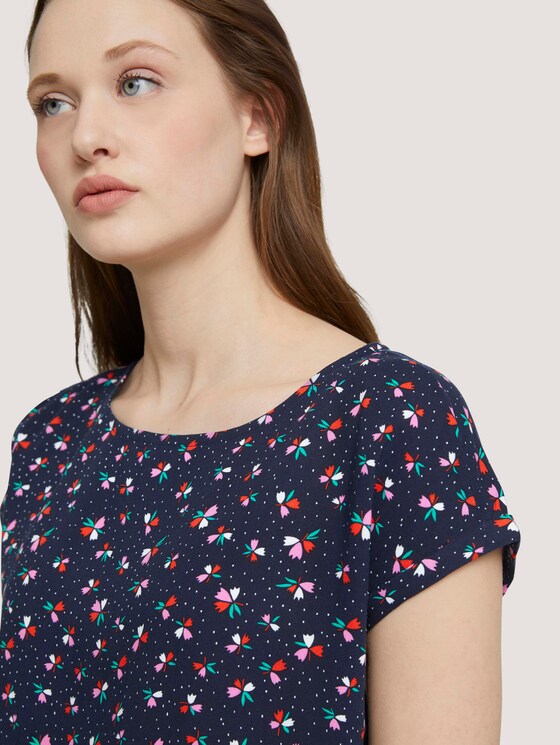 Gemusterte Kurzarmbluse - Frauen - navy flower print Gemusterte Kurzarmbluse - Frauen - navy flower print - 9 - TOM TAILOR Denim