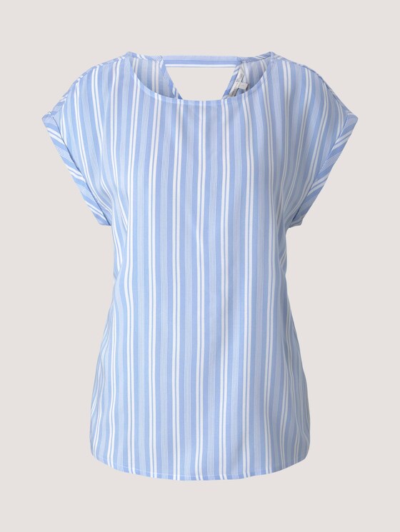 Patterned short-sleeved blouse - Women - light blue vertical stripe Patterned short-sleeved blouse - Women - light blue vertical stripe - 7 - TOM TAILOR Denim