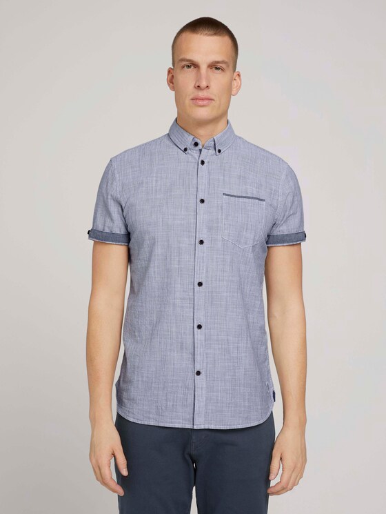 kariertes Hemd - Männer - Navy Pint Stripe kariertes Hemd - Männer - Navy Pint Stripe - 1 - TOM TAILOR