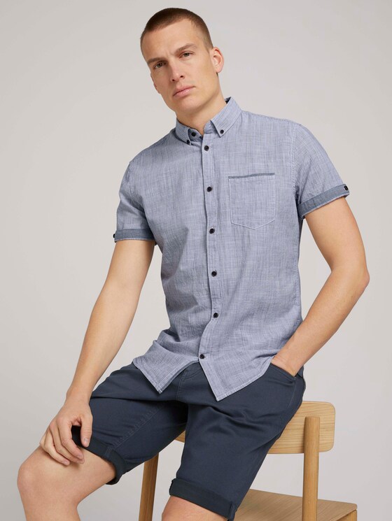 kariertes Hemd - Männer - Navy Pint Stripe kariertes Hemd - Männer - Navy Pint Stripe - 5 - TOM TAILOR