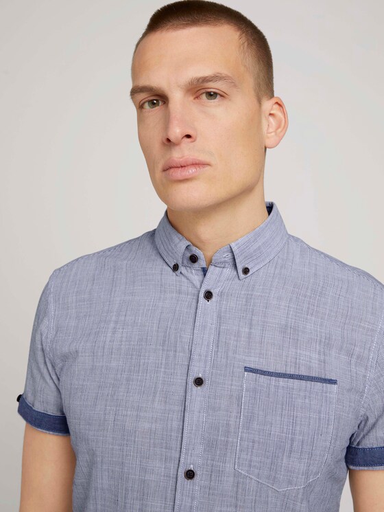 kariertes Hemd - Männer - Navy Pint Stripe kariertes Hemd - Männer - Navy Pint Stripe - 9 - TOM TAILOR