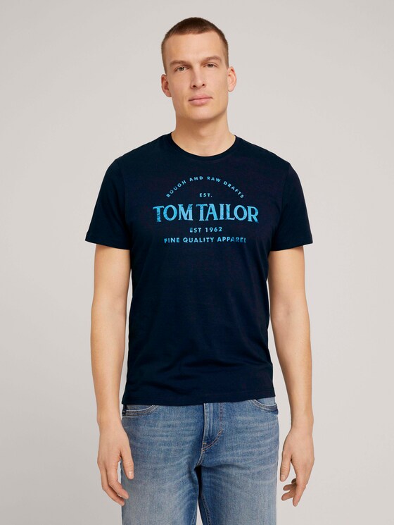 Logo Print T-Shirt - Männer - Dark Blue Logo Print T-Shirt - Männer - Dark Blue - 1 - TOM TAILOR
