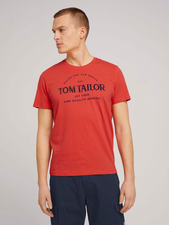 Logo Print T-Shirt - Männer - Plain Red Logo Print T-Shirt - Männer - Plain Red - 1 - TOM TAILOR