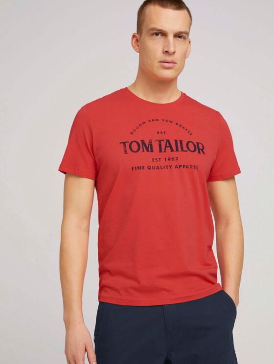 Logo Print T-Shirt - Männer - Plain Red Logo Print T-Shirt - Männer - Plain Red - 5 - TOM TAILOR