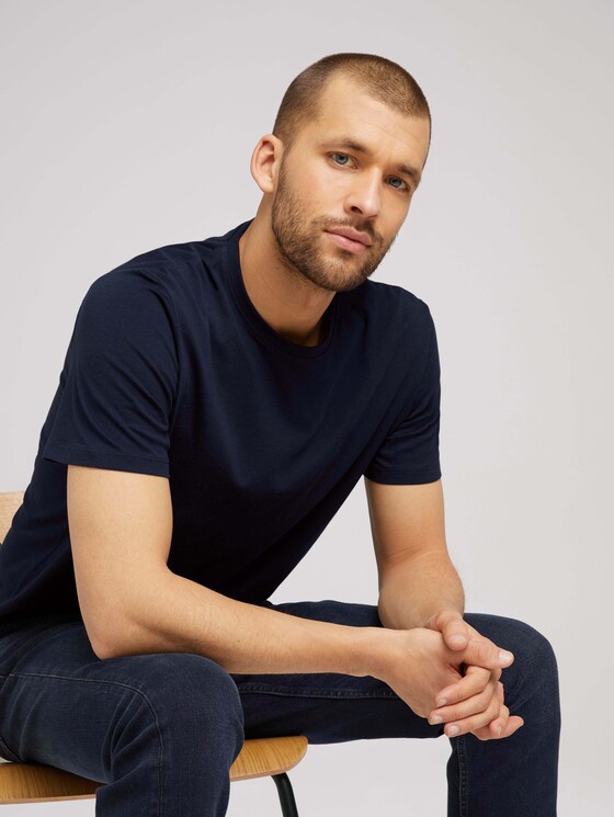 Basic T-Shirt - Männer - Dark Blue Basic T-Shirt - Männer - Dark Blue - 5 - TOM TAILOR