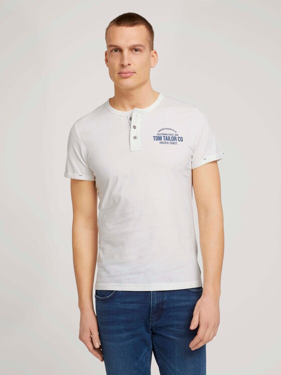 Henley T-Shirt mit Print - Männer - Off White Henley T-Shirt mit Print - Männer - Off White - 1 - TOM TAILOR