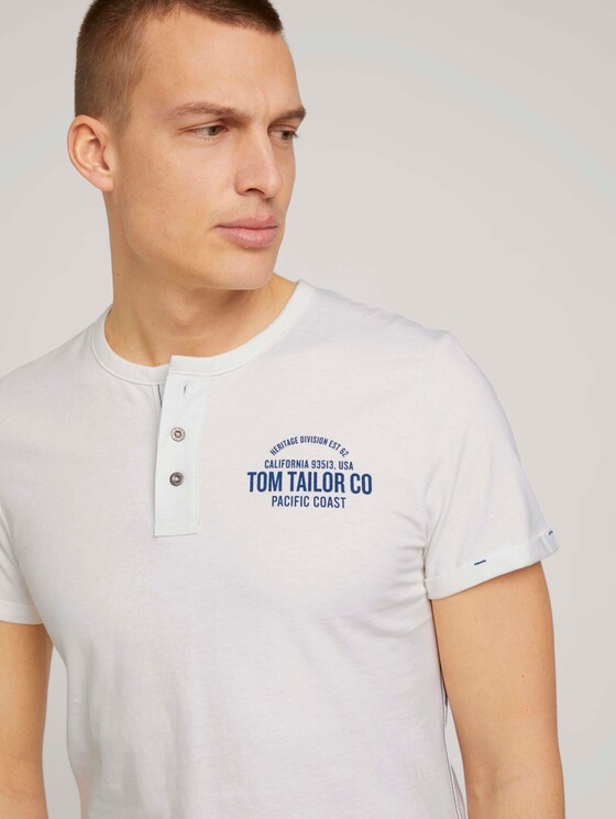 Henley T-Shirt mit Print - Männer - Off White Henley T-Shirt mit Print - Männer - Off White - 9 - TOM TAILOR