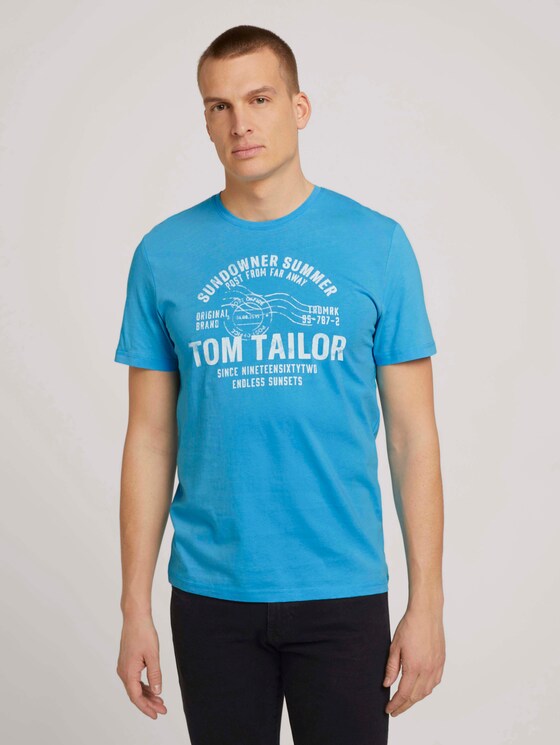 T-Shirt mit Print - Männer - aquarius turquoise T-Shirt mit Print - Männer - aquarius turquoise - 1 - TOM TAILOR