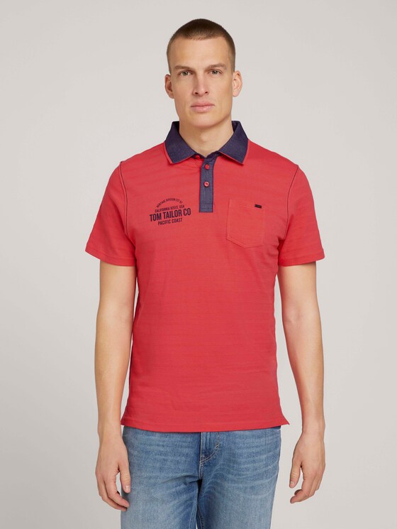 gestreiftes Poloshirt - Männer - Plain Red gestreiftes Poloshirt - Männer - Plain Red - 1 - TOM TAILOR