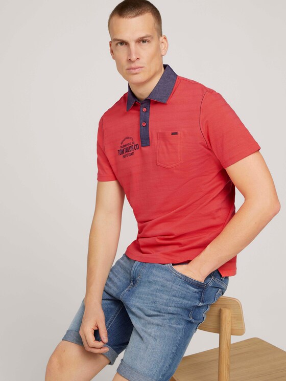 gestreiftes Poloshirt - Männer - Plain Red gestreiftes Poloshirt - Männer - Plain Red - 5 - TOM TAILOR