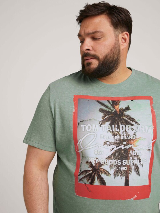 T-Shirt mit Fotoprint - Männer - mint green grindle melange T-Shirt mit Fotoprint - Männer - mint green grindle melange - 9 - Men Plus