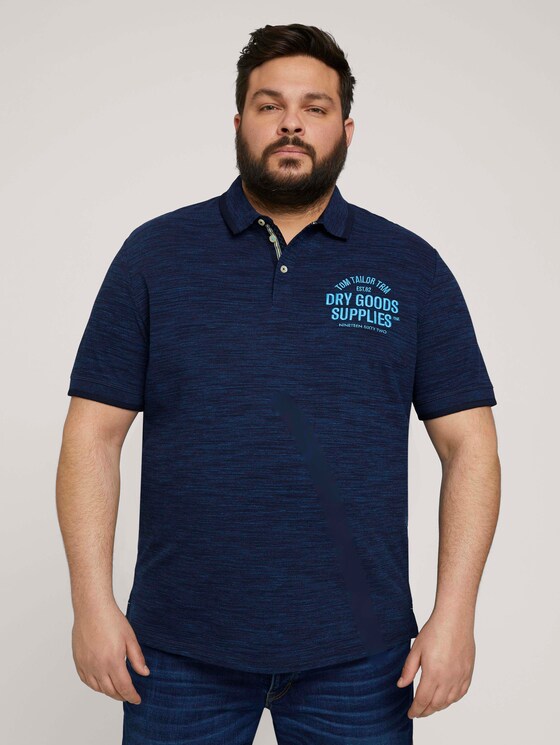 Meliertes Poloshirt mit Print - Männer - sailor blue streaky grindle Meliertes Poloshirt mit Print - Männer - sailor blue streaky grindle - 1 - Men Plus