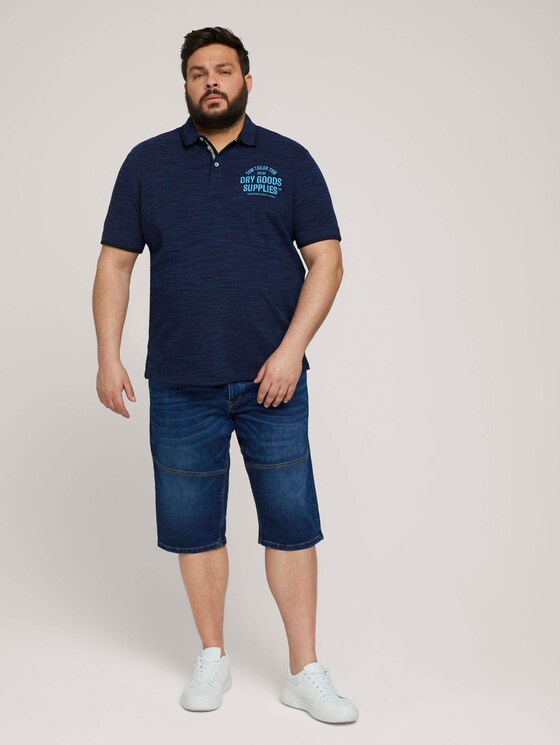 Meliertes Poloshirt mit Print - Männer - sailor blue streaky grindle Meliertes Poloshirt mit Print - Männer - sailor blue streaky grindle - 3 - Men Plus