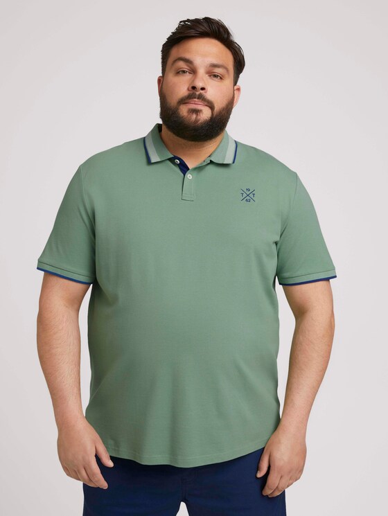 Poloshirt mit Schriftzug am Kragen - Männer - light mint green Poloshirt mit Schriftzug am Kragen - Männer - light mint green - 1 - Men Plus