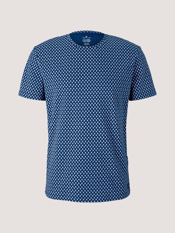 patterned t-shirt made of organic cotton - Men - dark blue small leaf design patterned t-shirt made of organic cotton - Men - dark blue small leaf design - 7 - TOM TAILOR