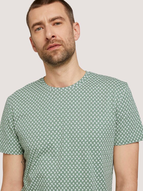 gemustertes T-Shirt aus Bio-Baumwolle - Männer - mint small leaf design gemustertes T-Shirt aus Bio-Baumwolle - Männer - mint small leaf design - 9 - TOM TAILOR