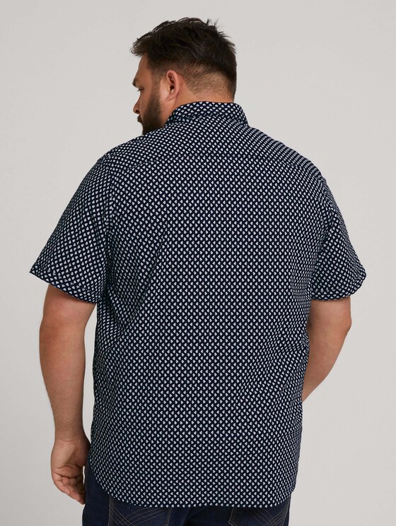 gemustertes Hemd - Männer - navy white small leaf design gemustertes Hemd - Männer - navy white small leaf design - 2 - Men Plus