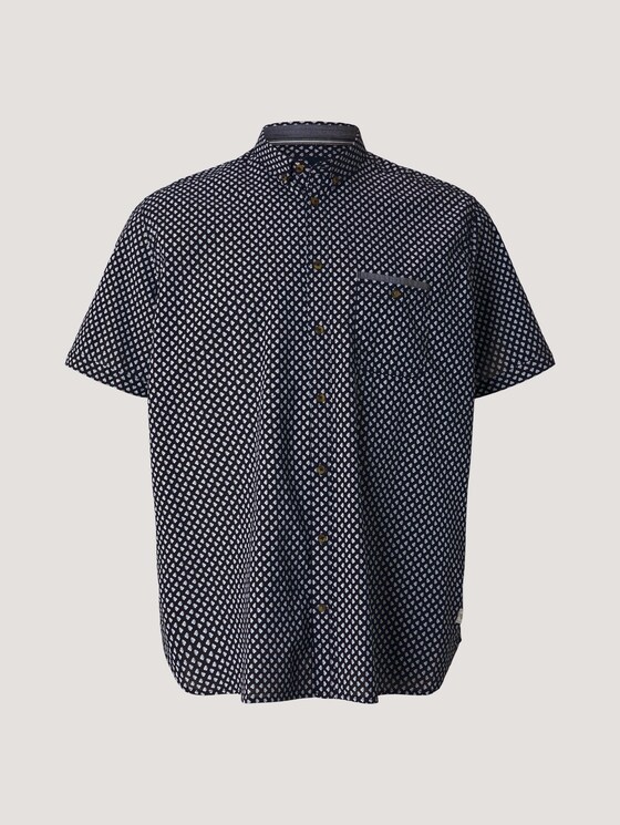 gemustertes Hemd - Männer - navy white small leaf design gemustertes Hemd - Männer - navy white small leaf design - 7 - Men Plus