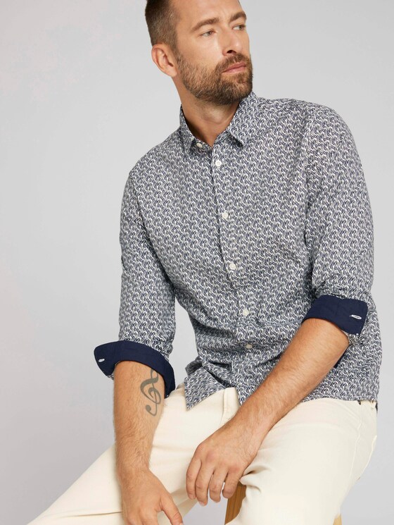 gemustertes Hemd - Männer - olive navy small leaf design gemustertes Hemd - Männer - olive navy small leaf design - 5 - TOM TAILOR