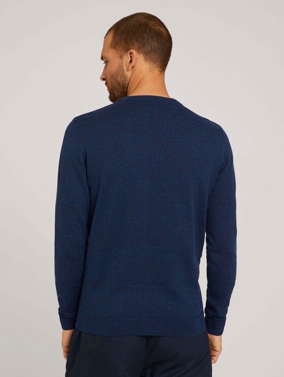 Pullover in Melange-Optik mit recyceltem Polyester - Männer - navy blue heather Pullover in Melange-Optik mit recyceltem Polyester - Männer - navy blue heather - 2 - TOM TAILOR