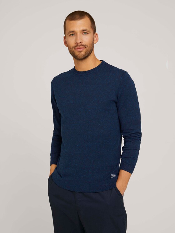 Pullover in Melange-Optik mit recyceltem Polyester - Männer - navy blue heather Pullover in Melange-Optik mit recyceltem Polyester - Männer - navy blue heather - 5 - TOM TAILOR