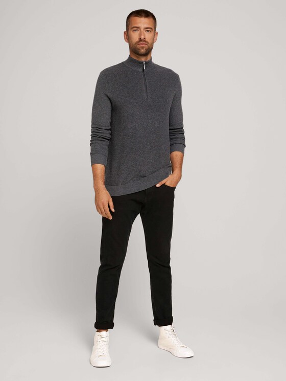 strukturierter Pullover - Männer - Black Grey Melange strukturierter Pullover - Männer - Black Grey Melange - 3 - TOM TAILOR
