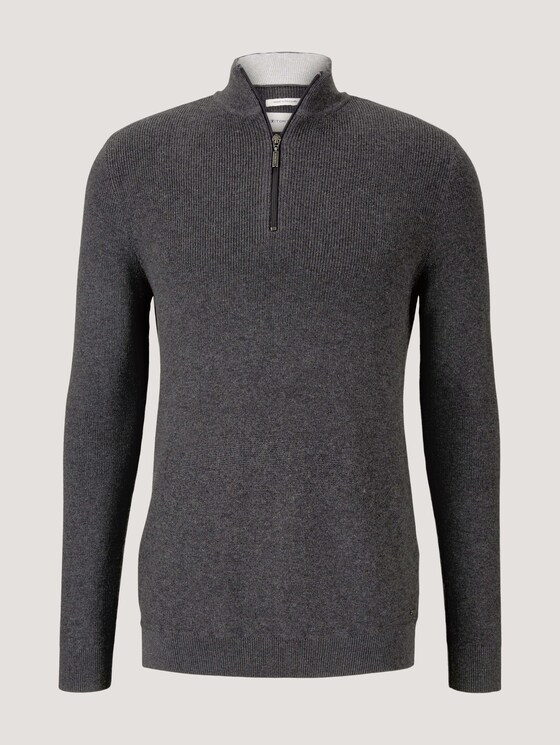 strukturierter Pullover - Männer - Black Grey Melange strukturierter Pullover - Männer - Black Grey Melange - 7 - TOM TAILOR