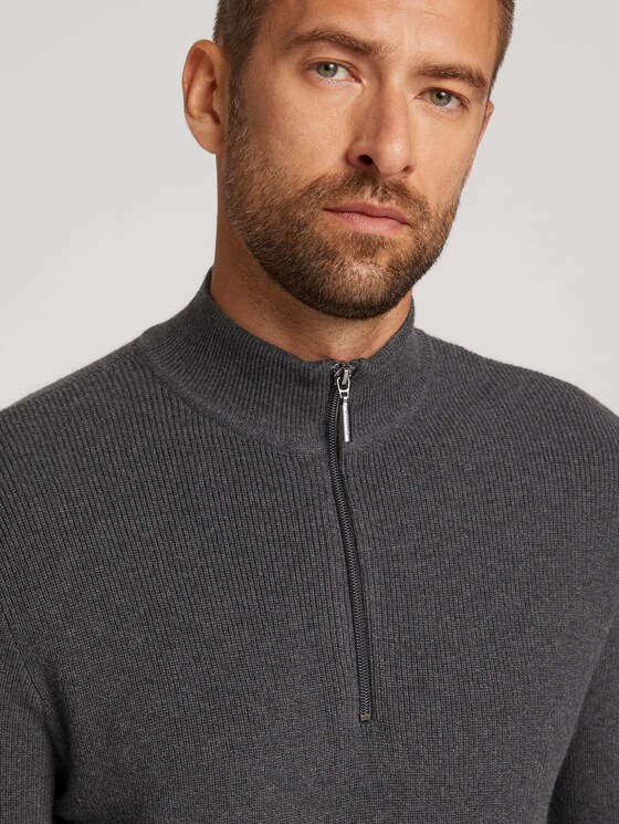 strukturierter Pullover - Männer - Black Grey Melange strukturierter Pullover - Männer - Black Grey Melange - 9 - TOM TAILOR