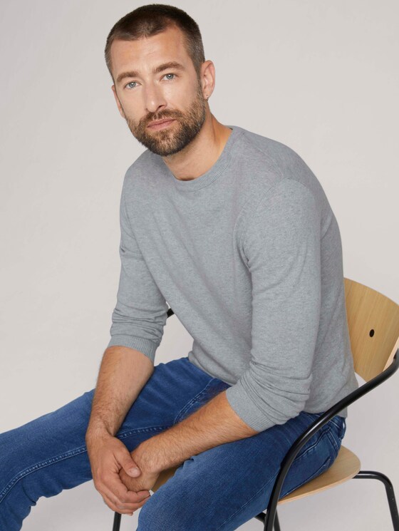 strukturierter Pullover - Männer - Light Soft Grey Melange strukturierter Pullover - Männer - Light Soft Grey Melange - 5 - TOM TAILOR