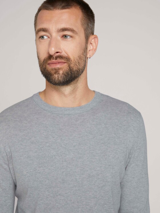 strukturierter Pullover - Männer - Light Soft Grey Melange strukturierter Pullover - Männer - Light Soft Grey Melange - 9 - TOM TAILOR
