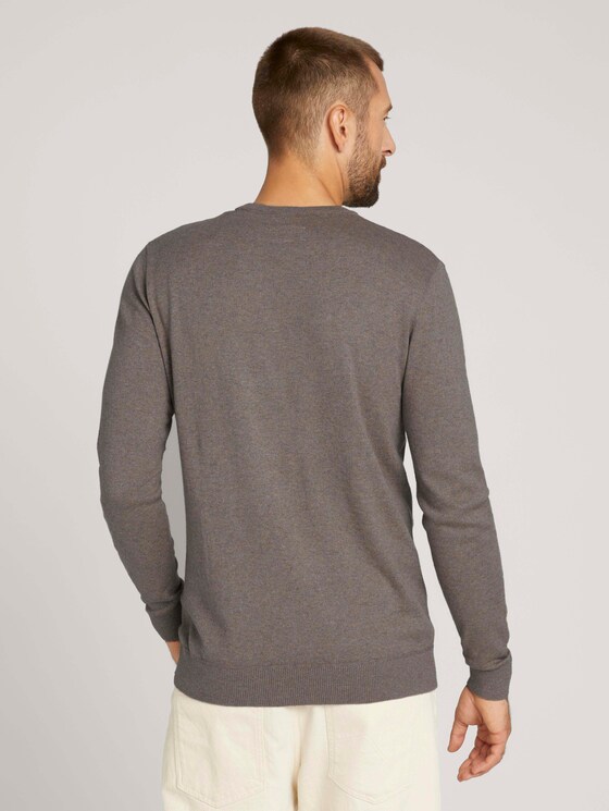 strukturierter Pullover - Männer - light wood taupe melange strukturierter Pullover - Männer - light wood taupe melange - 2 - TOM TAILOR