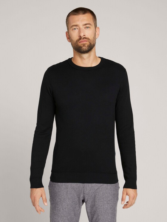 gestructureerde trui - Mannen - Black gestructureerde trui - Mannen - Black - 1 - TOM TAILOR