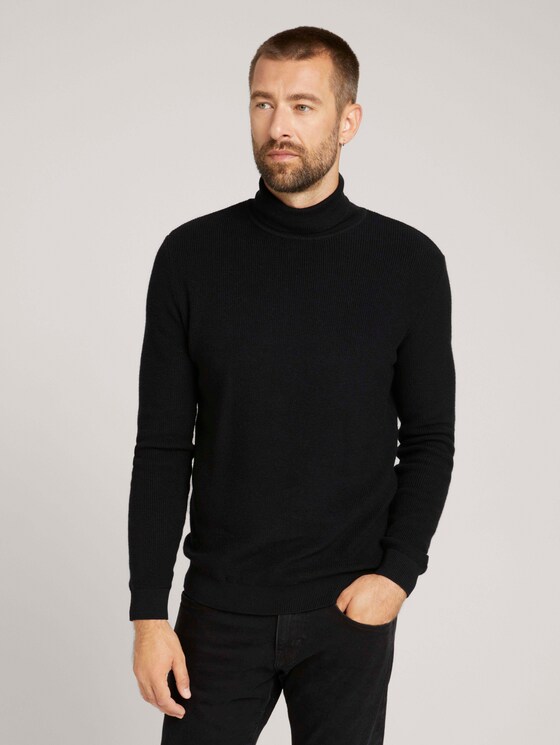 Strukturierter Rollkragenpullover - Männer - Black Strukturierter Rollkragenpullover - Männer - Black - 1 - TOM TAILOR