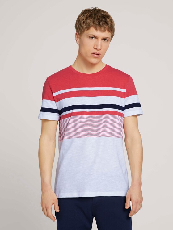 gestreiftes T-Shirt - Männer - Normal Red gestreiftes T-Shirt - Männer - Normal Red - 1 - TOM TAILOR Denim